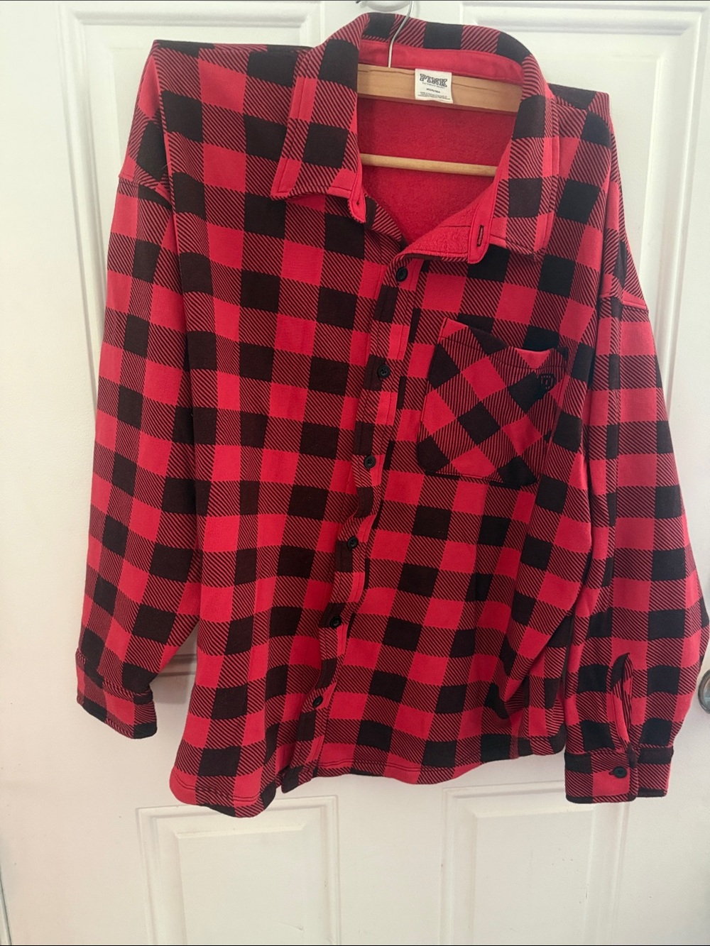 PINK Victoria's Secret Red and Black Buffalo Plaid Button-Down Shirt